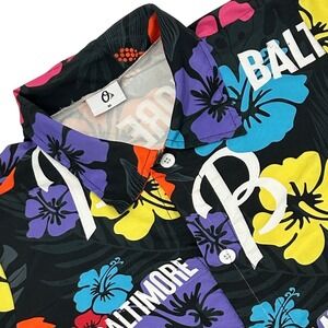 O's Baltimore Orioles Hawaiian Shirt Mens Medium Black Tropical City Connect MLB